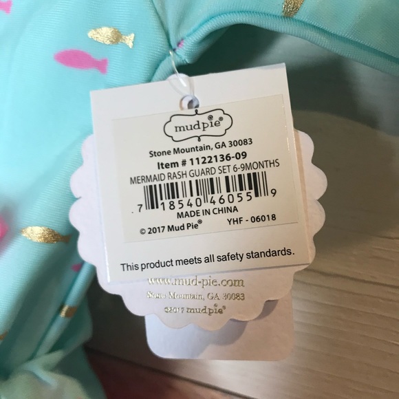 Mud Pie Mermaid Collectio 2 Pc Rash Guard Swimsuit - Picture 4 of 8